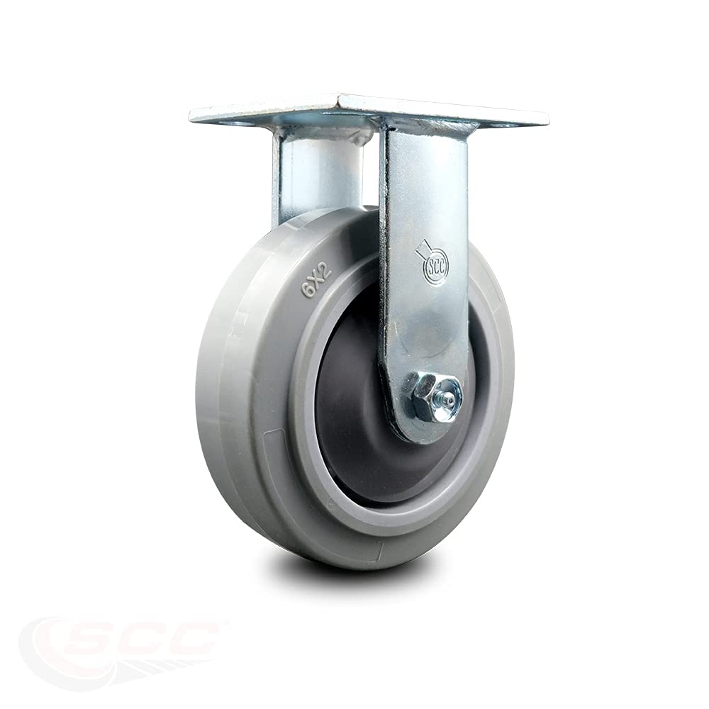 6 Inch Maroon Polyurethane Swivel Caster with Plastic Thread Guards, Pack of 2 K7221