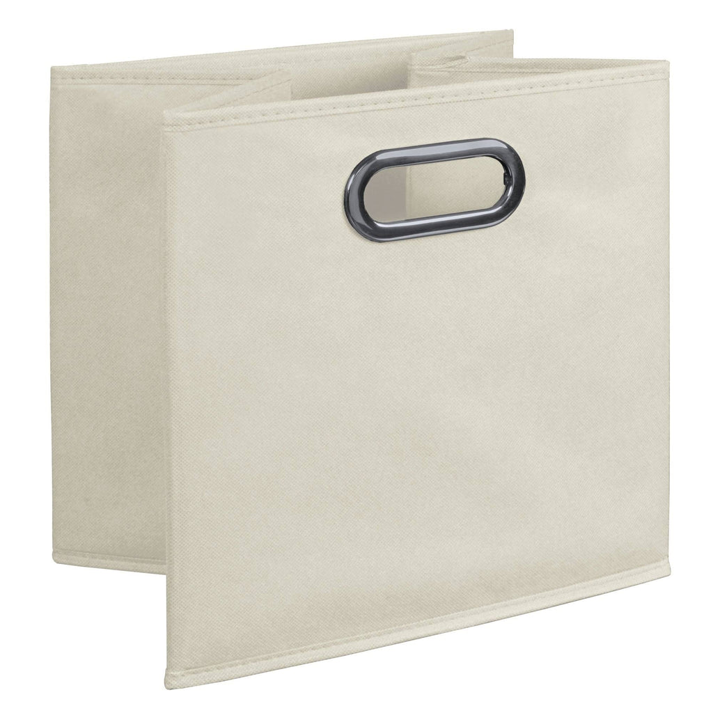 Grey Square Folding Bookcase with Folding Fabric Bins O18772
