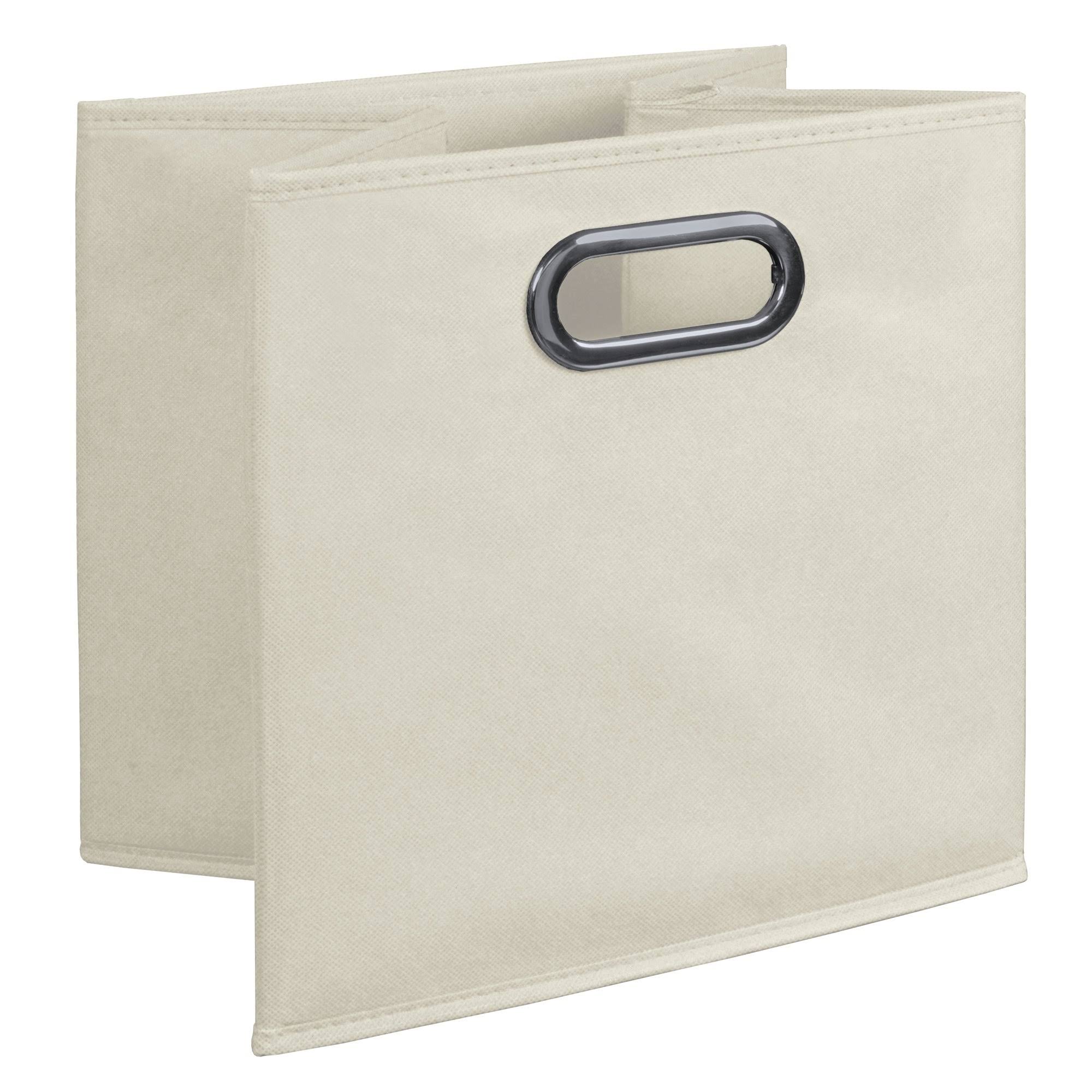 Grey Square Folding Bookcase with Folding Fabric Bins O18772