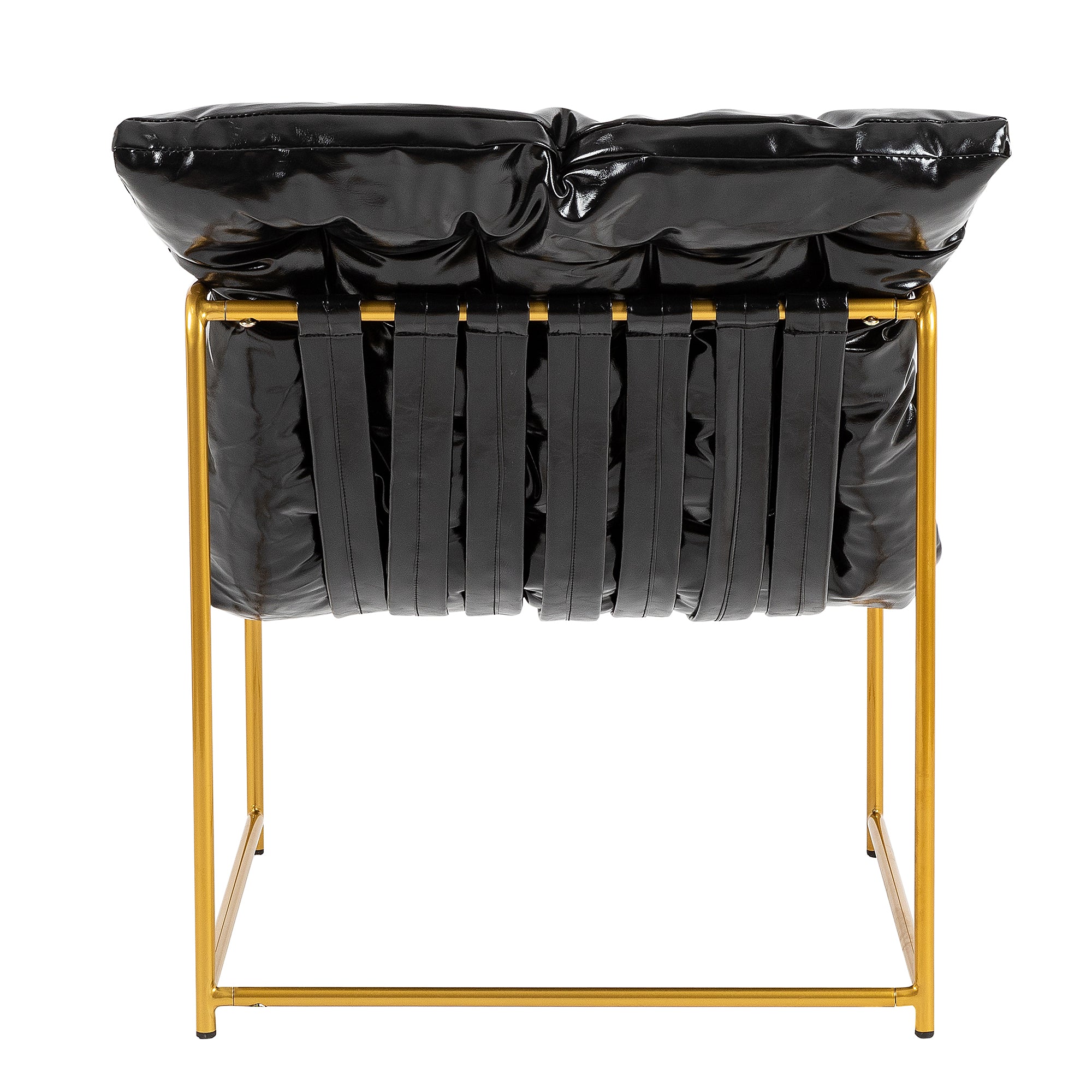 Black Faux Leather Sling Chair with Gold Metal Frame M757401