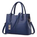 Blue Leather Tote Bag with Shoulder Q8686