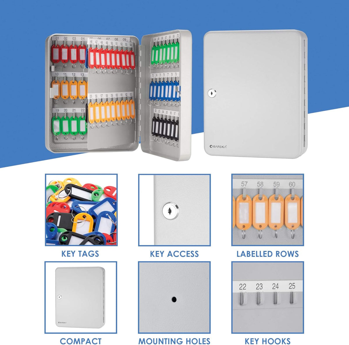 Key Lock Cabinet Lock Box Grey 9.5 x 3.1 x 11.75 D9372