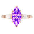 18k Rose Gold Amethyst 3 Stone Ring S777