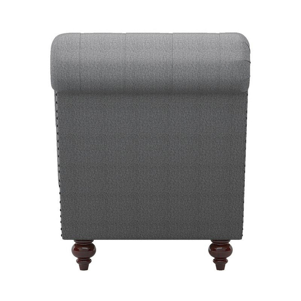 Dark Gray Wood & Fabric Chaise with 1 Bolster Pillow I63518