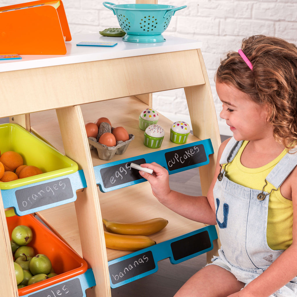 Wooden Grocery Store Market with Storage & Chalkboard P16258