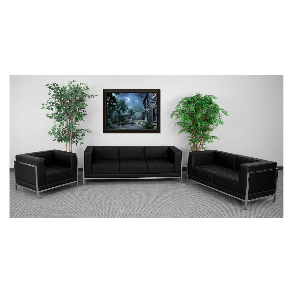 3-Piece Stainless Steel Sofa Set in Black F176