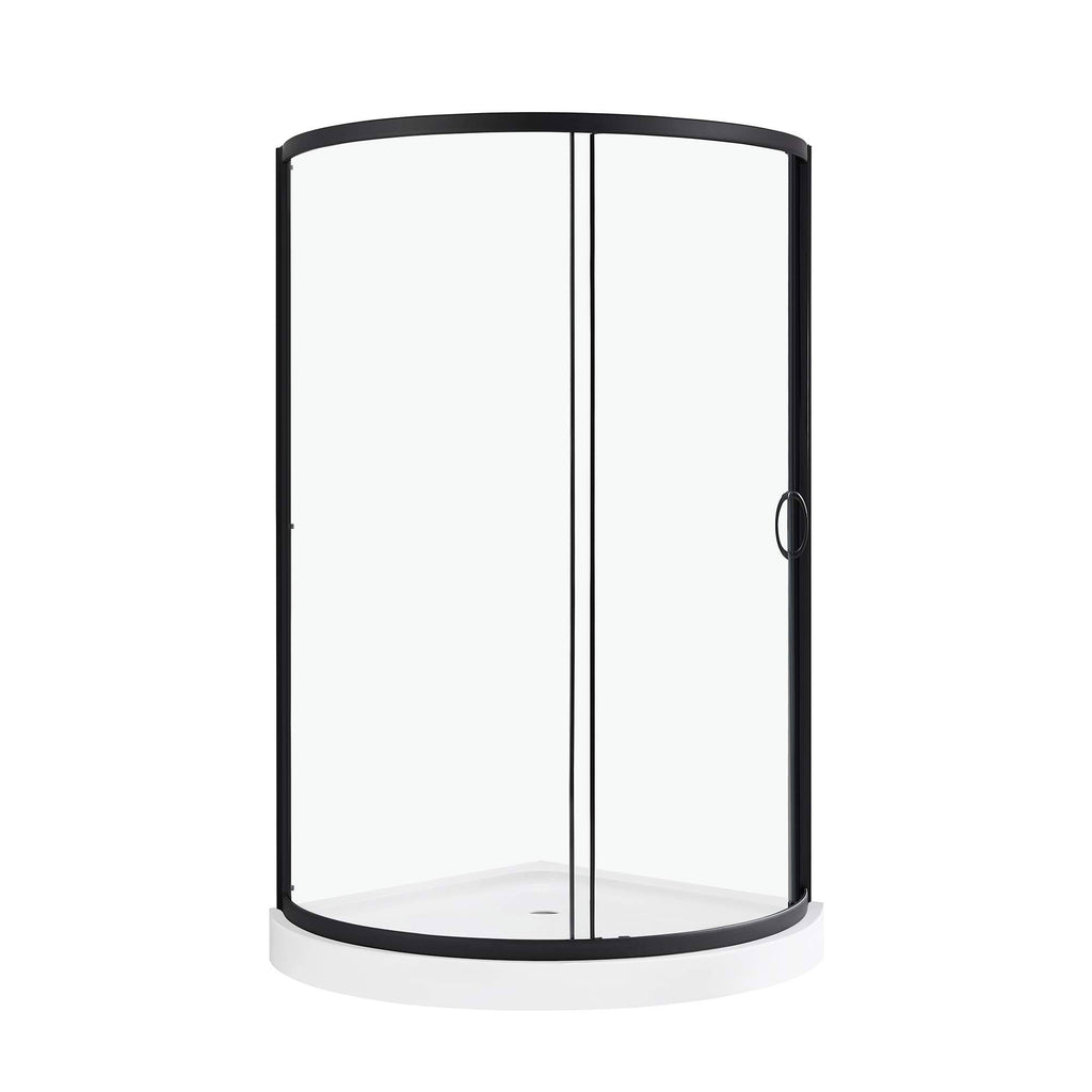 Black Shower Kit with Clear Glass Panels and Base Z83885