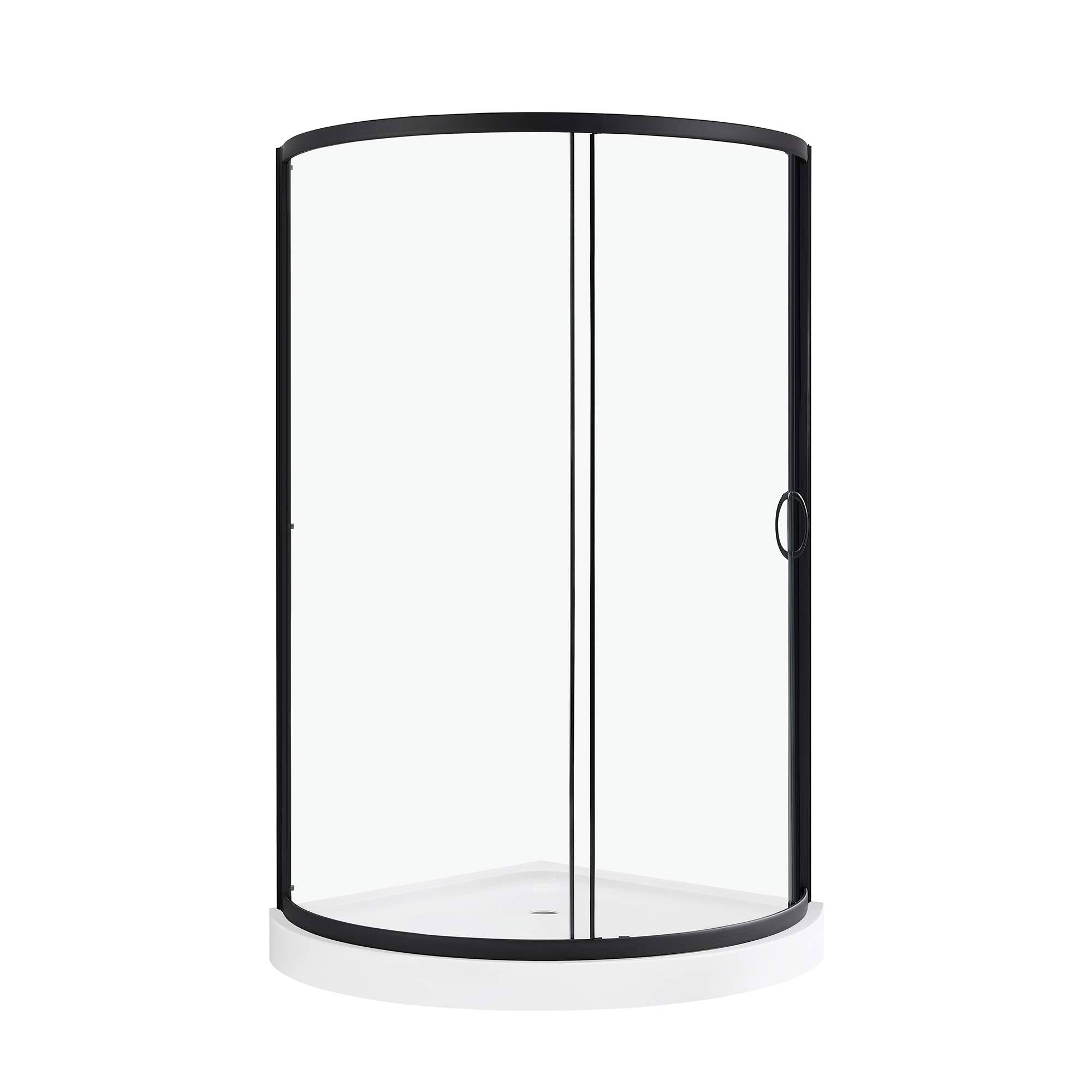 Black Shower Kit with Clear Glass Panels and Base Z83885