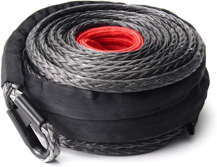 Synthetic Winch Rope 3/8 x 85', 25000 lbs with Protective Sleeve, Black Z7829