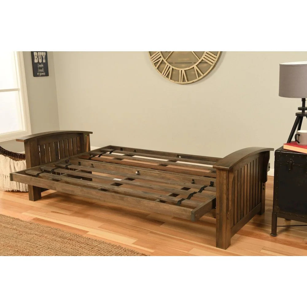 Rustic Walnut Finish Suede Navy Mattress T744