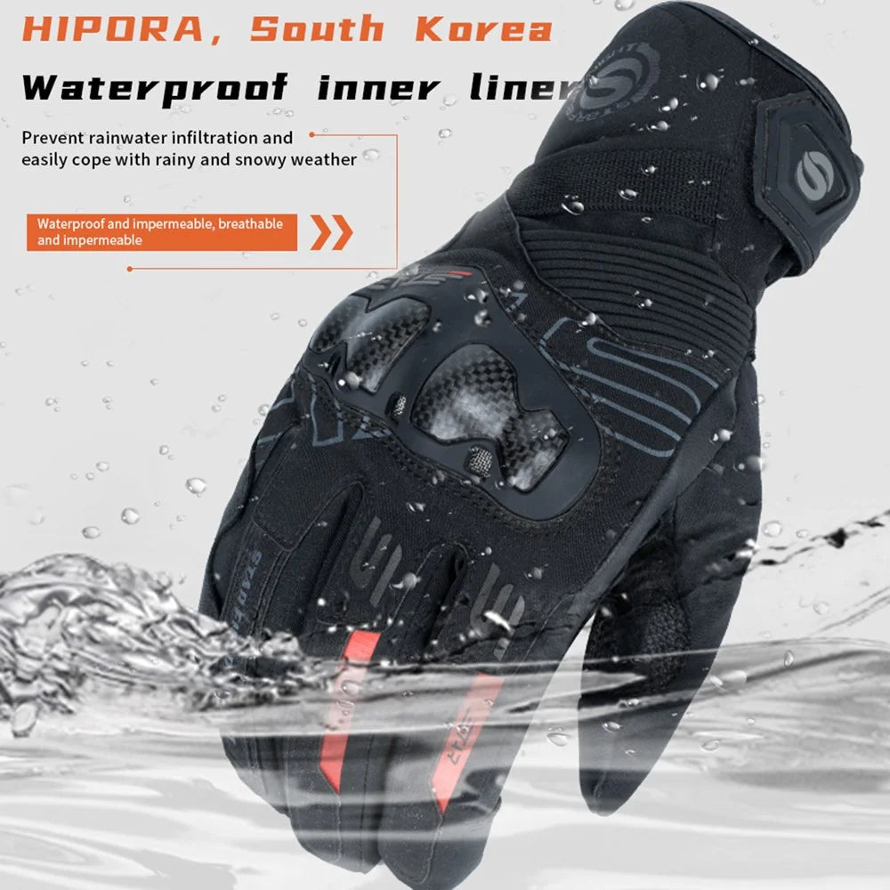 Vintage Leather Two-Finger Touchscreen Motorcycle Gloves Y89931