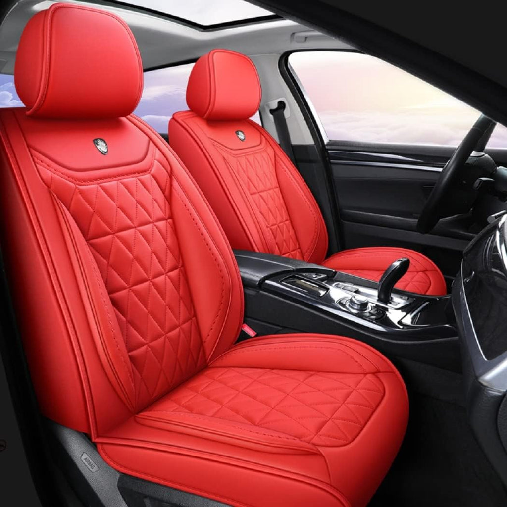 Black-red Leather Car Seat Covers Full Set O467