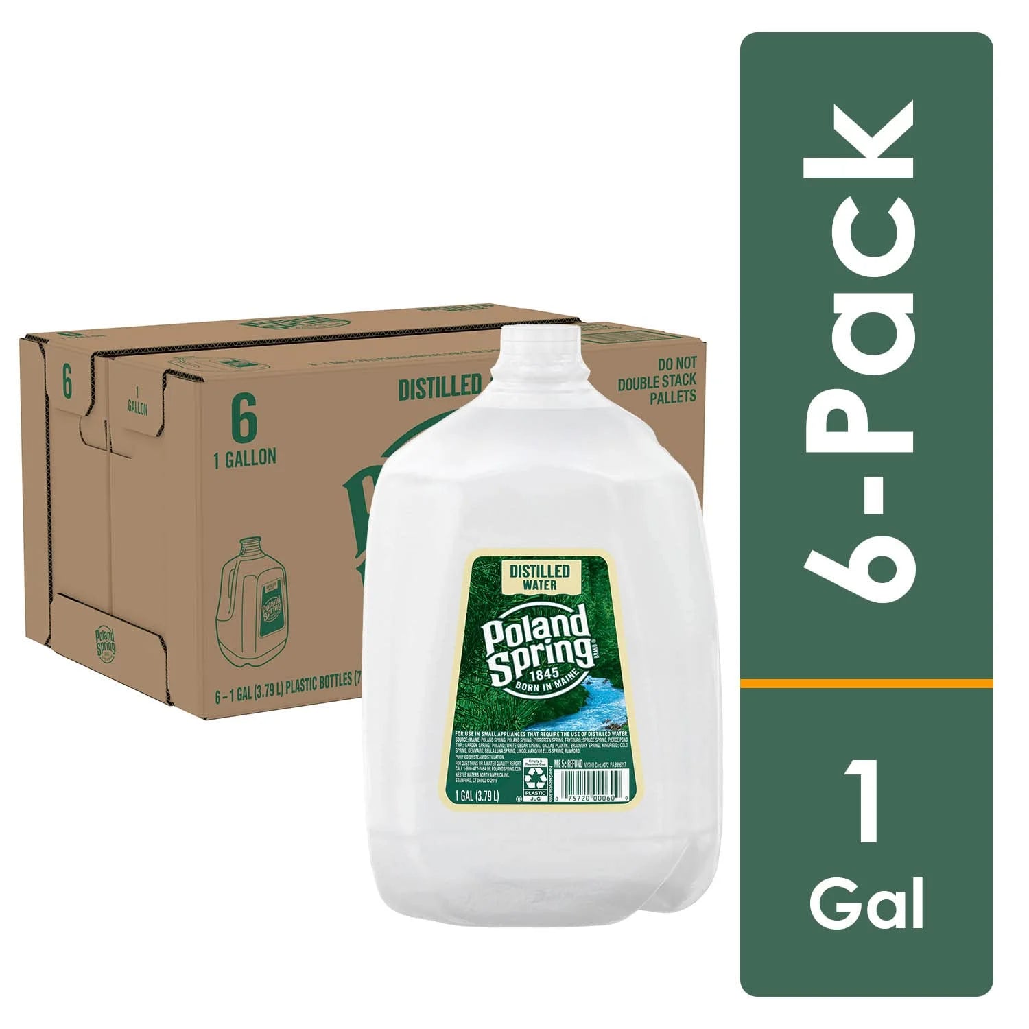 1 Gallon Poland Spring Distilled Water, 6 per case I735