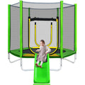 7FT Round Trampoline with Safety Enclosure Net, Slide and Ladder G233058