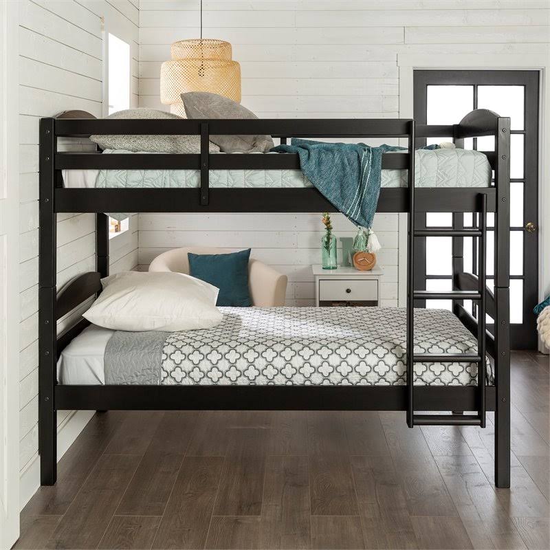 Twin Over Twin Solid Wood Bunk Bed in Black T14664