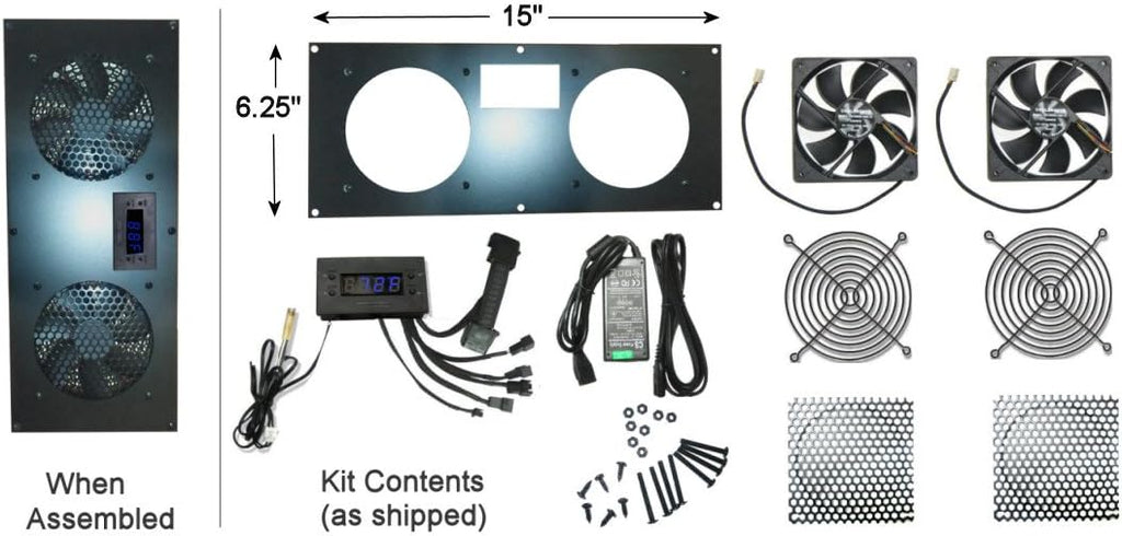 Programmable Thermostat Cooling Kit, Metal, Dual 120mm, Pack of 2 N130