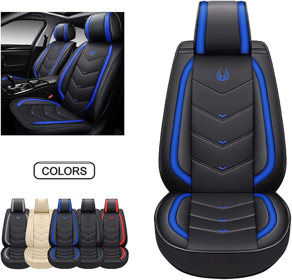Black Faux Leather Car Seat Covers Full Set H120