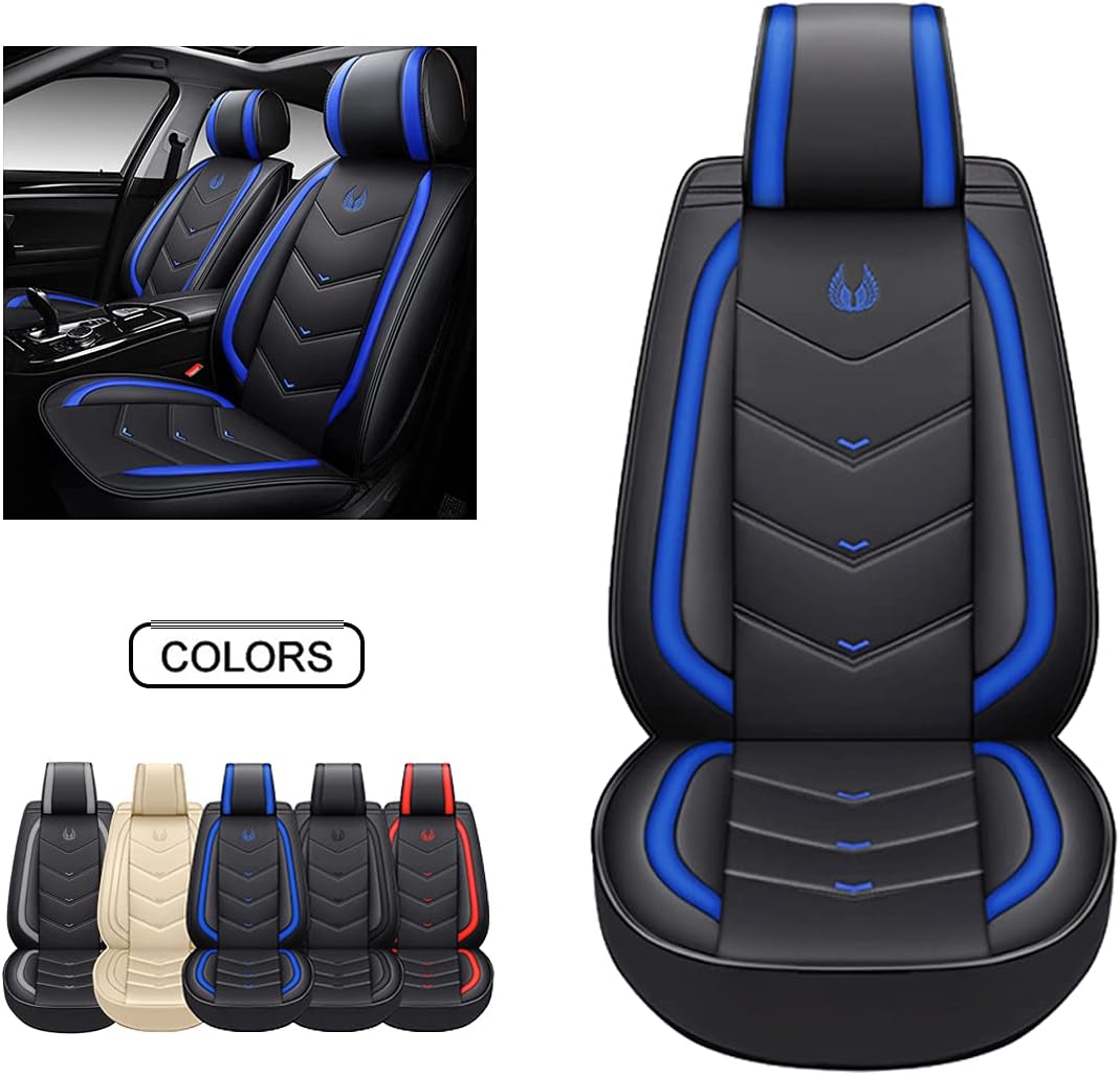 Black Faux Leather Car Seat Covers Full Set H120