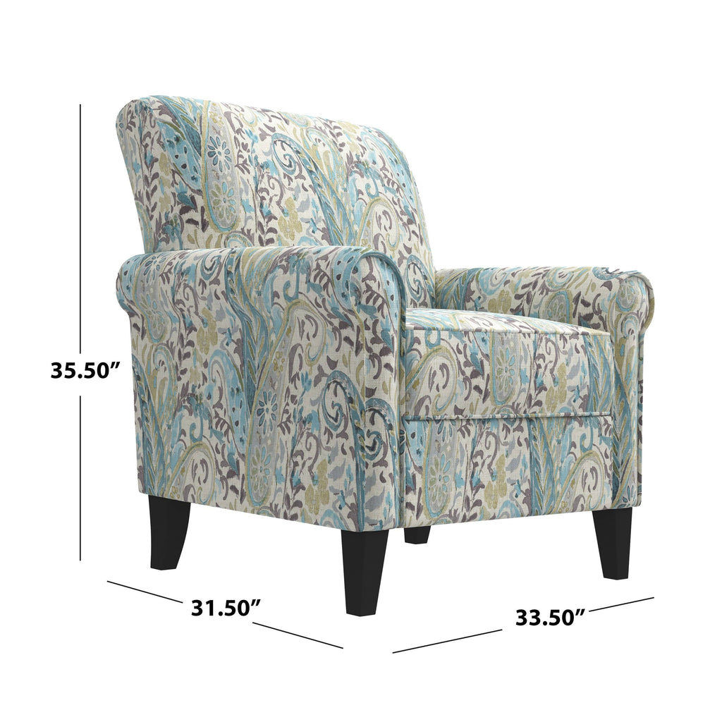 Caribbean Blue Herringbone Rolled Armchair T449053