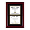 Double Diploma Frame with Double Matting for 14x22 x 11x22 Tall Diploma with Mahogany Frame N941