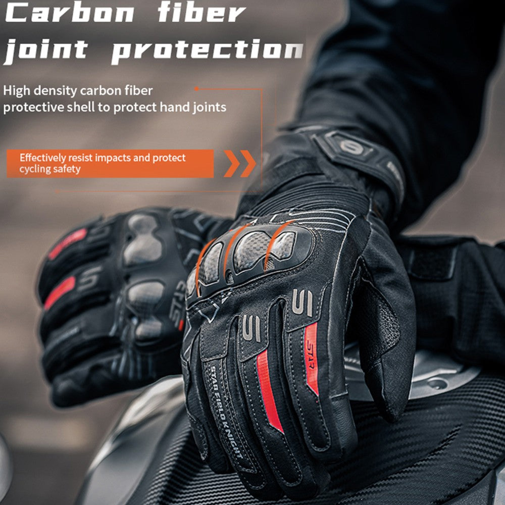 Vintage Leather Two-Finger Touchscreen Motorcycle Gloves Y89931