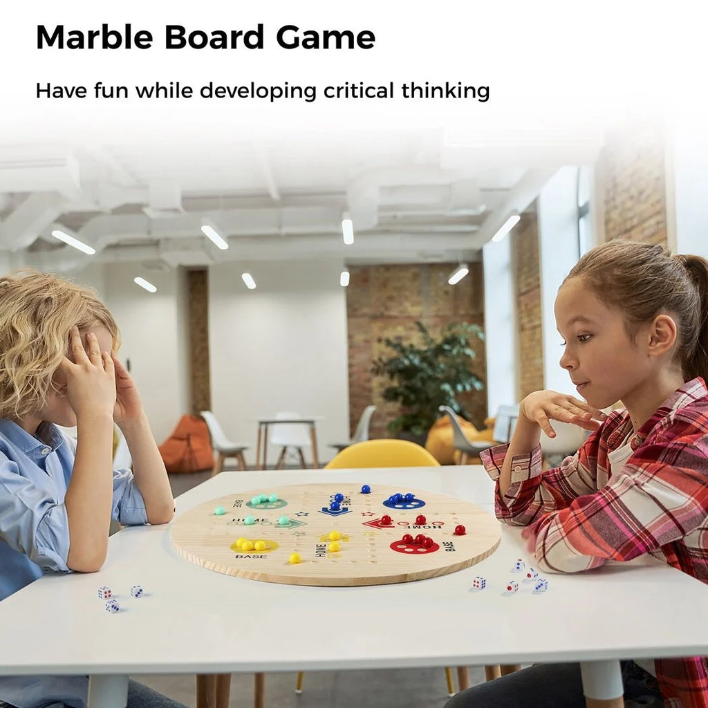 Double-Sided Marble Board Game with 36 Marbles & 8 Dices O208359