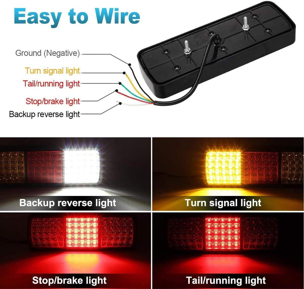 2Pcs 75 LED Waterproof 12V IP68 Truck Tail Light Bar V212037