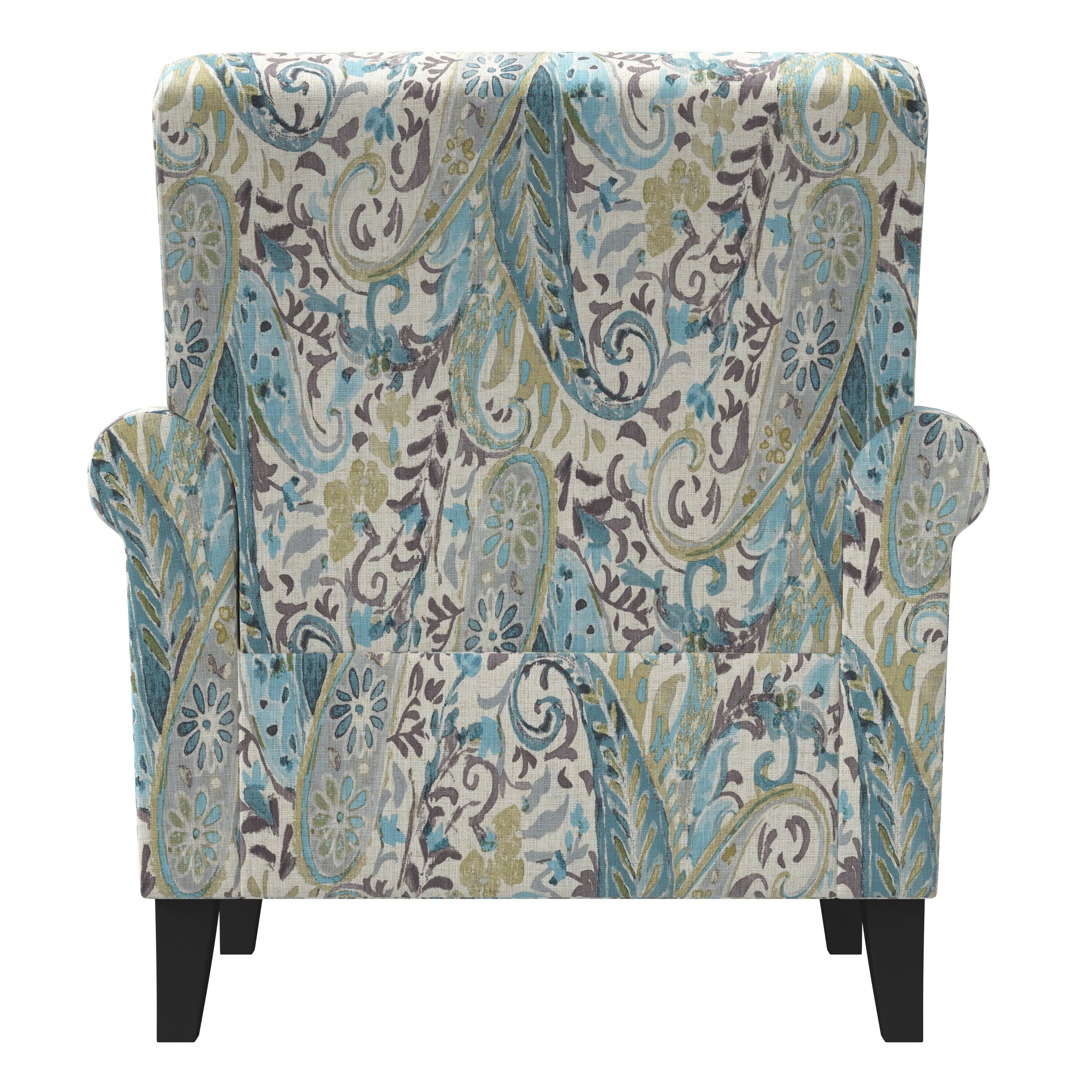 Caribbean Blue Herringbone Rolled Armchair T449053