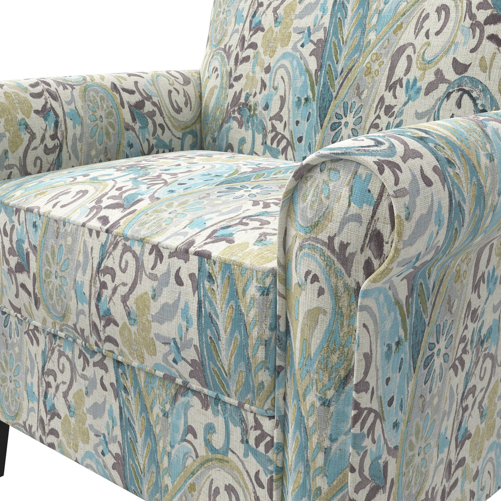 Caribbean Blue Herringbone Rolled Armchair T449053