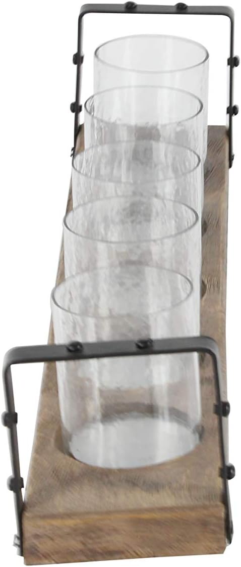 Wood Metal Glass Candle Holder 28 by 5-Inch V494