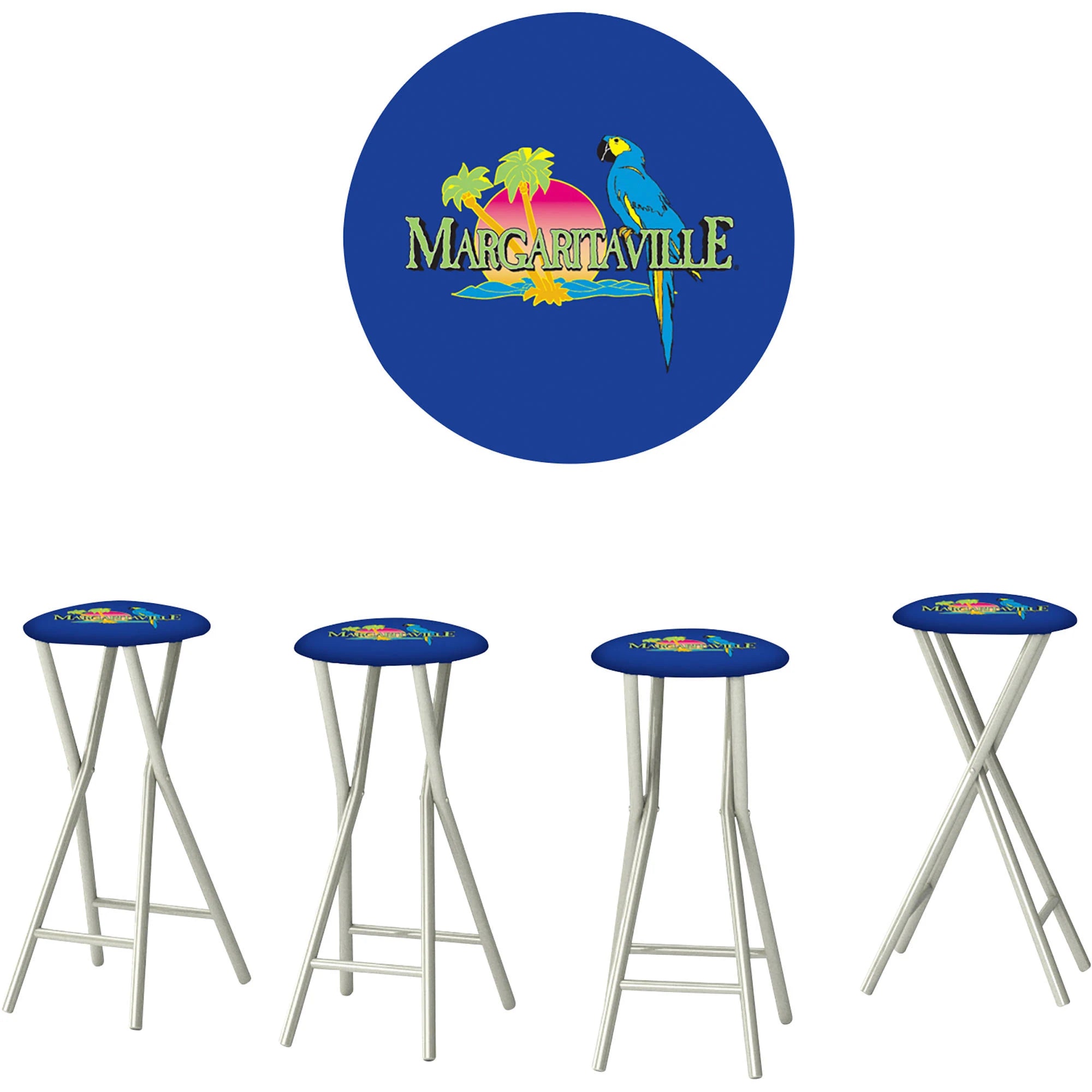 Padded Bar Stool Set of 4, Blue I5843