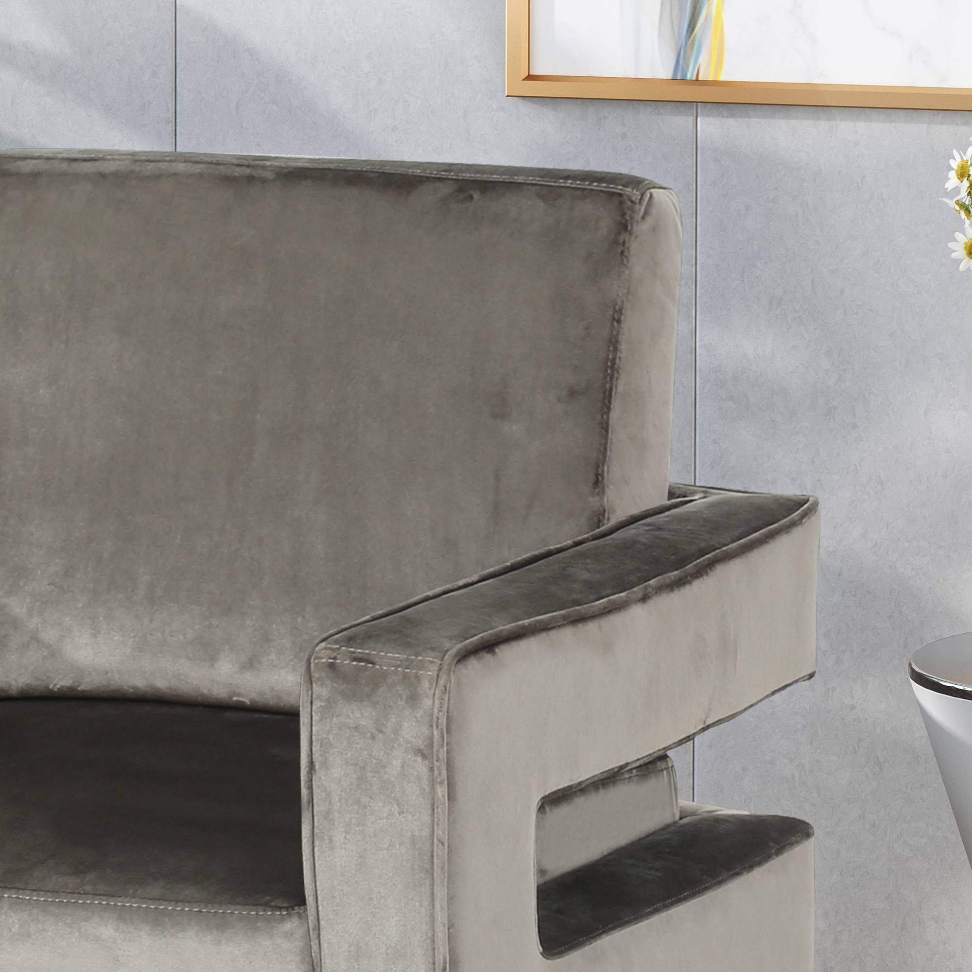 Gray Velvet Club Chair V666243