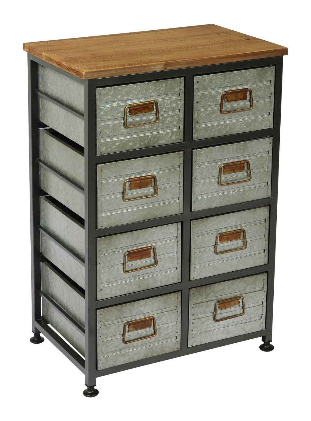 Gray and Brown Accent Cabinet with Solid Wood Top Q4409