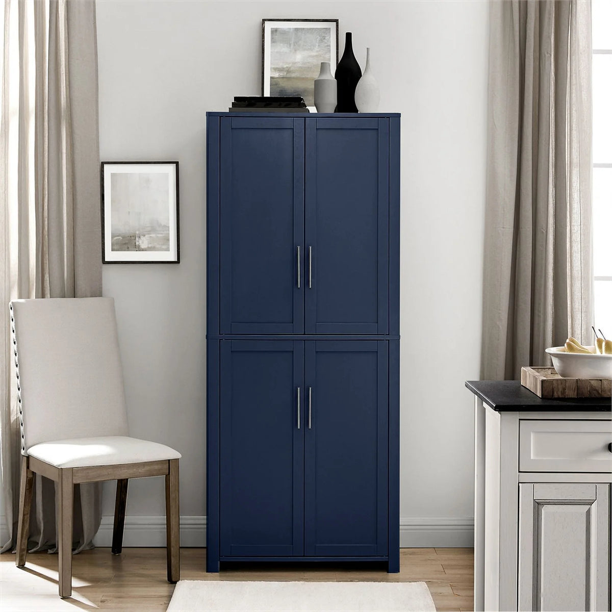Navy Wood Kitchen Storage Pantry Z2533