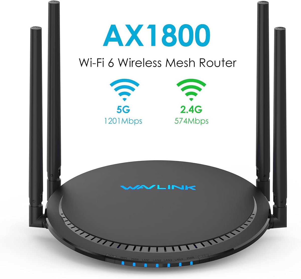 AX1800 Dual Band WiFi 6 Router, 5 Gigabit Ethernet Ports, USB 3.0, Pack of 2 V8714