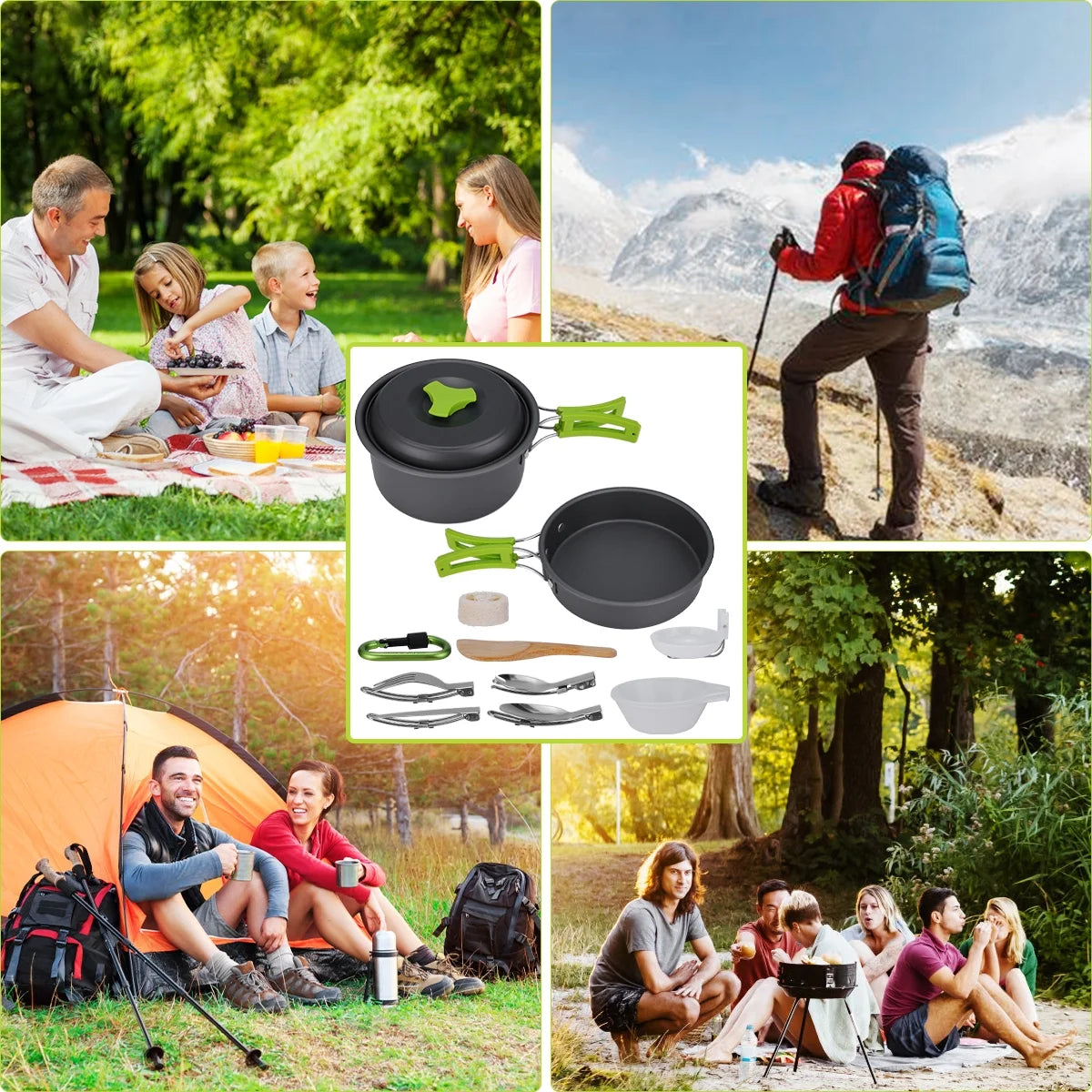 15 Pcs Non Stick Camping Cookware Set P962162