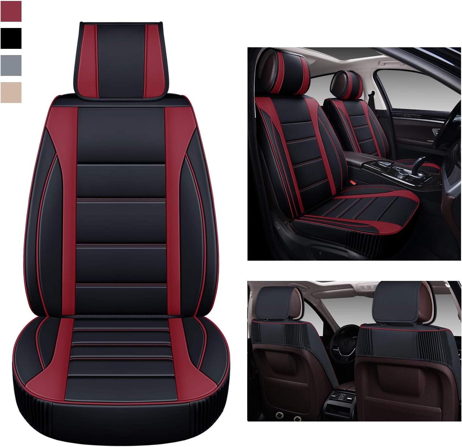 Leather Car Seat Covers Full Set with Faux Waterproof Leather Q863942