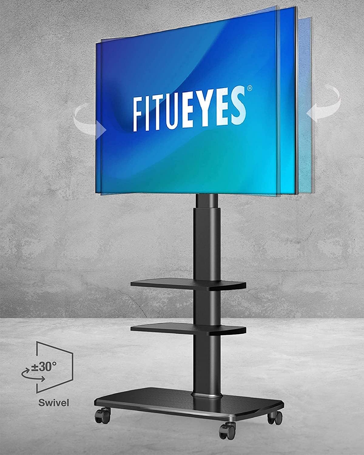Rolling TV Stand on Wheels for 32 to 65 Inch Flat Screen TV, Black O385