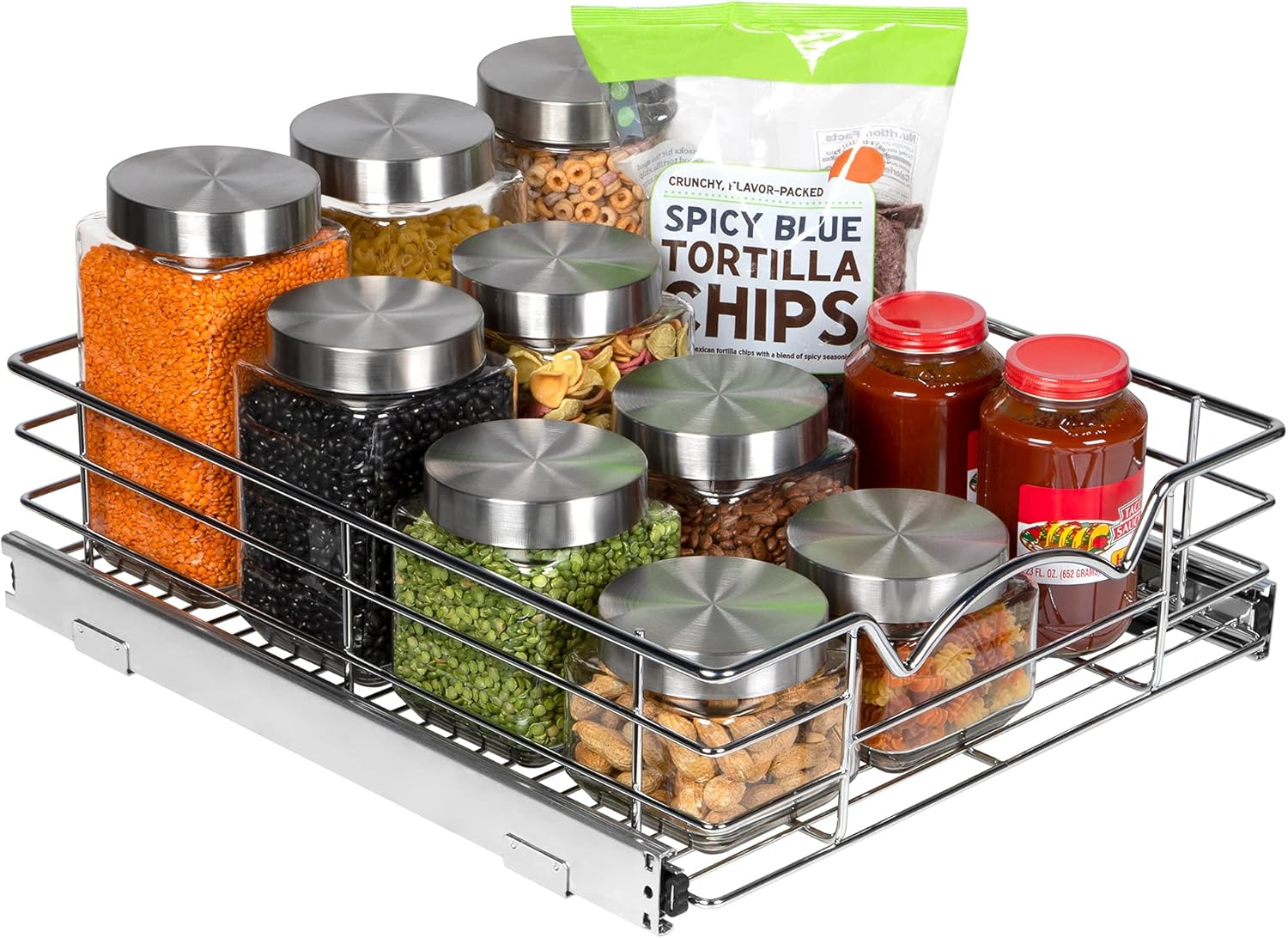 Pull Out Cabinet Organizer Basket, 11W x 21D x 5H I7997