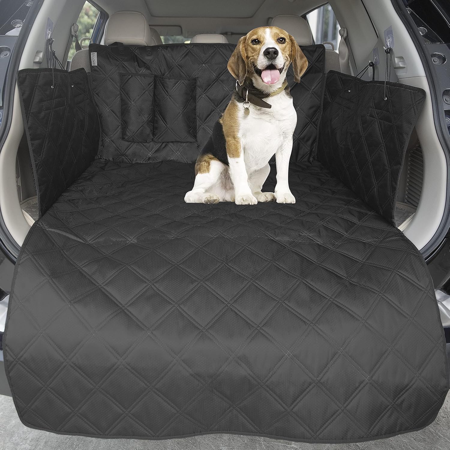 Black Waterproof Dog Cargo Liner with Side Walls Protector and Bumper Flap J650243