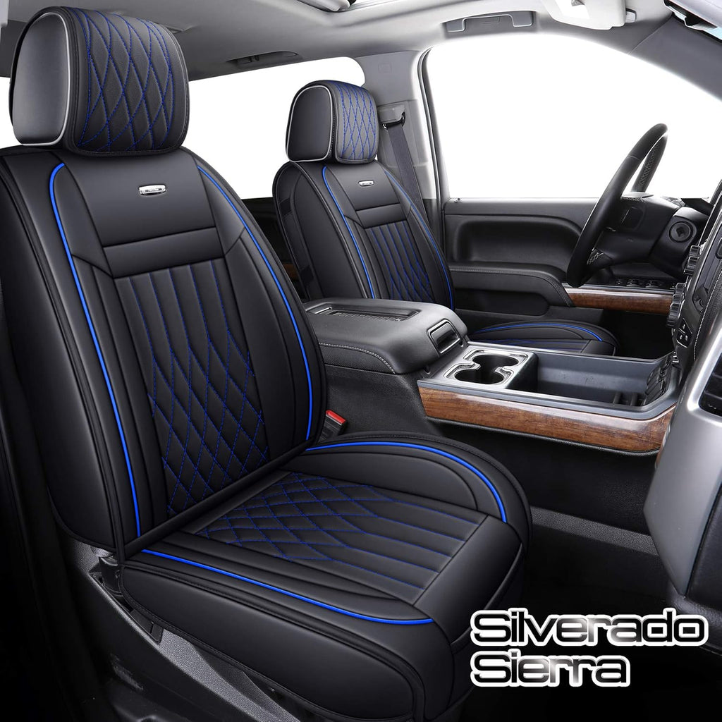 Black and Blue Waterproof Leather Car Seat Covers Full Set U517