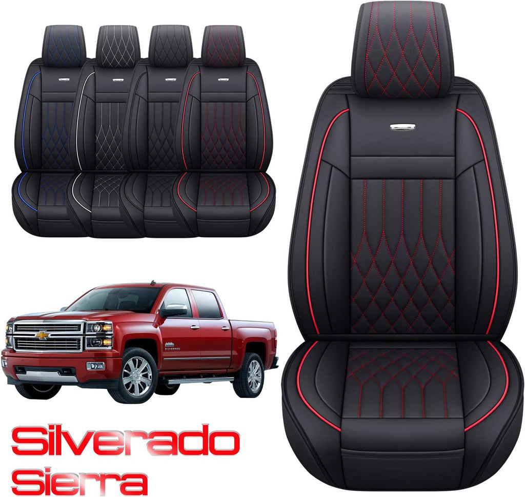 Black and Blue Waterproof Leather Car Seat Covers Full Set U517