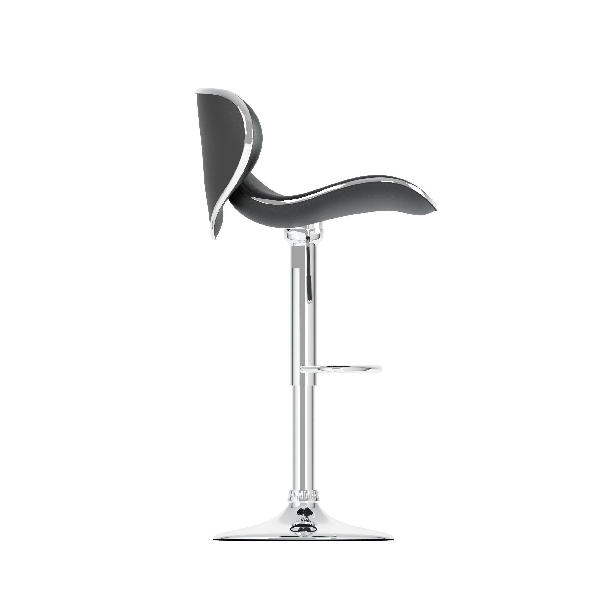 Black Curved Adjustable Bar Stool Set of 2 B7630