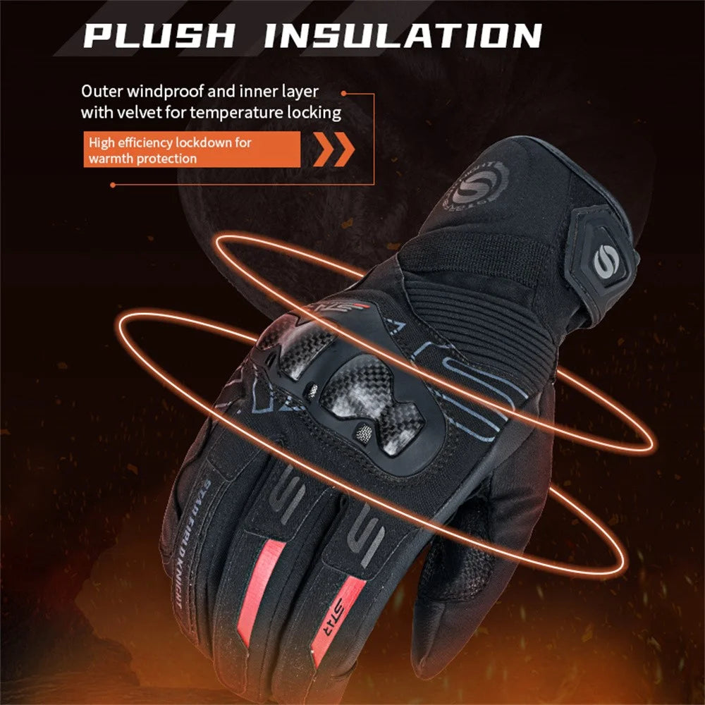 Vintage Leather Two-Finger Touchscreen Motorcycle Gloves Y89931