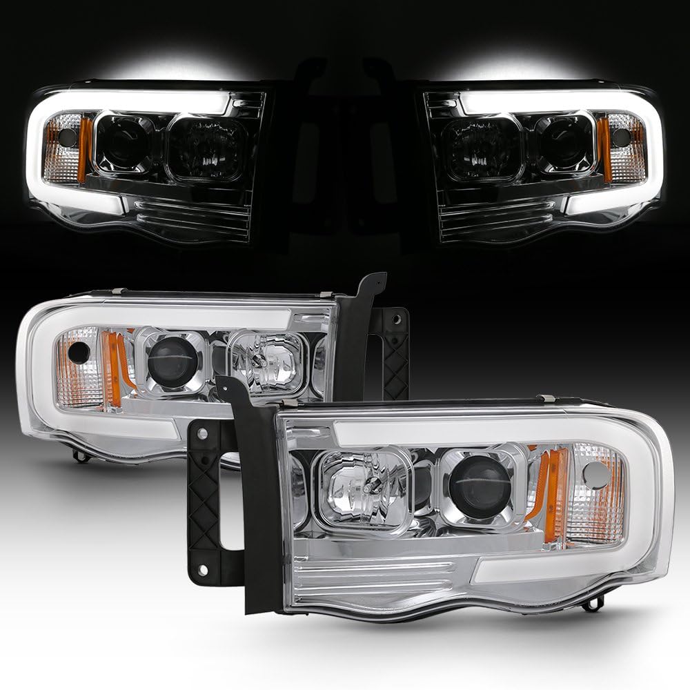Black LED Tube Projector Headlights Pair H6467