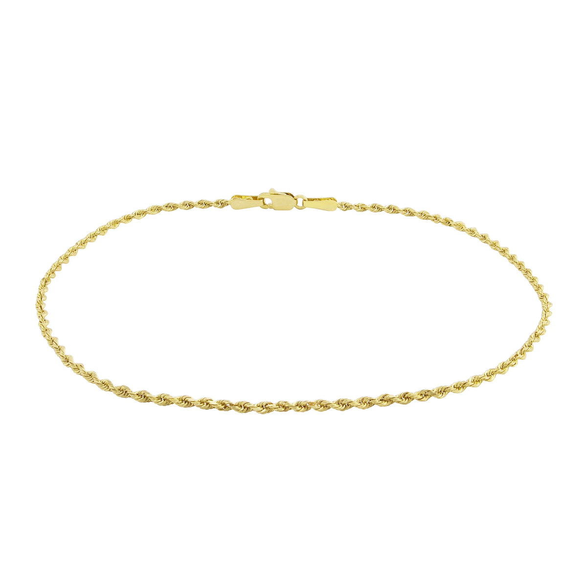 14k Yellow Gold Solid Rope Chain Diamond Cut Bracelet or Anklet X3379