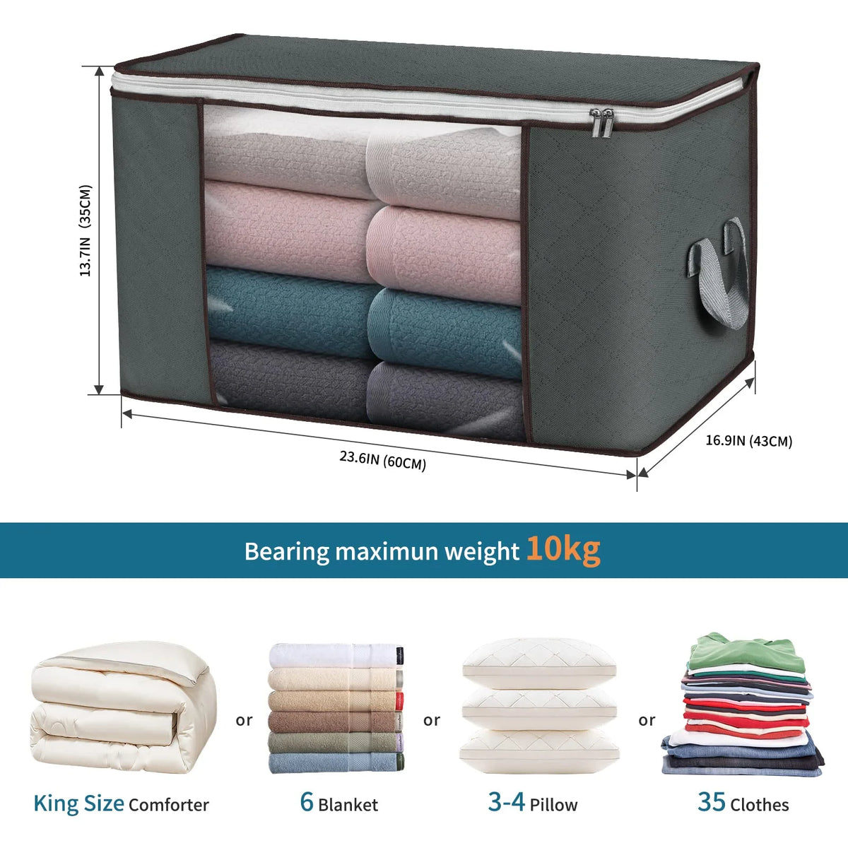 90L Foldable Clothes Storage Bags with Handles S76684