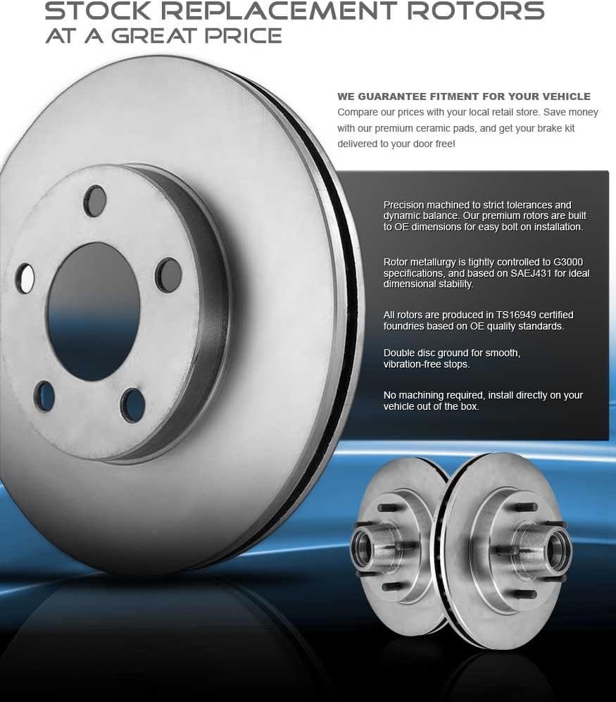 Premium OE 5 Lug Rotors + Ceramic Brake Pads + Hardware W348