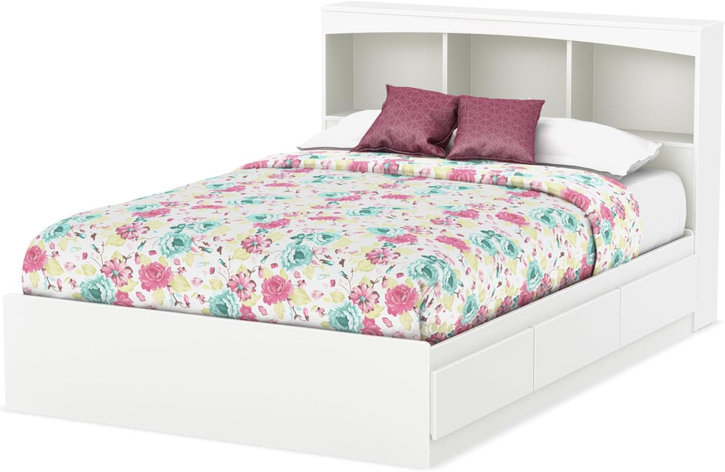 Full Bookcase Storage Bed in Pure White G349