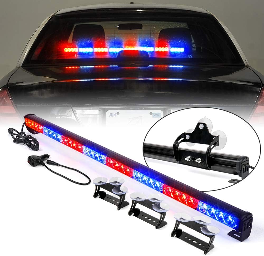 Red & Blue 35.5 LED Strobe Light Bar with Suction Cup Mount B66283